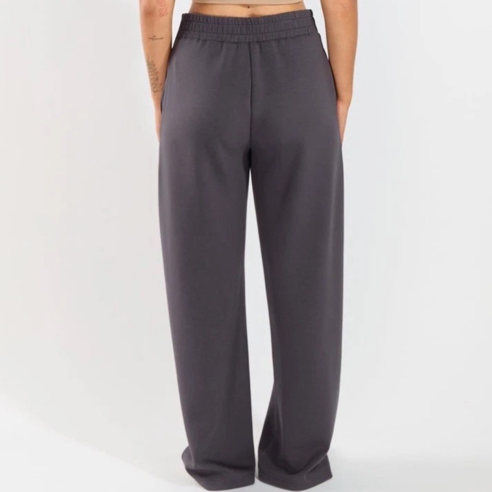 Second Skin BY‎ RD Style Soft Knit Wide Loose Leg S Pants Charcoal Gray Y2K EUC - Picture 2 of 12
